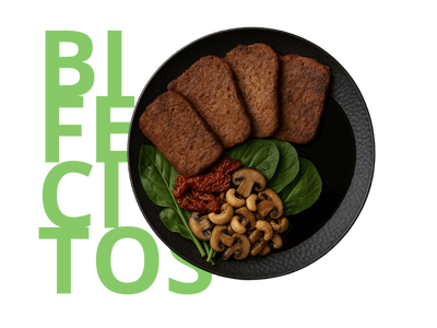 Bifes de seitán comida vegana bahía blanca